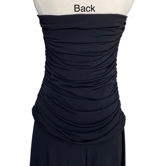 NBW EVO VORRÒ Black strapless ruched top & wide leg jumpsuit size medium - Picture 9 of 10